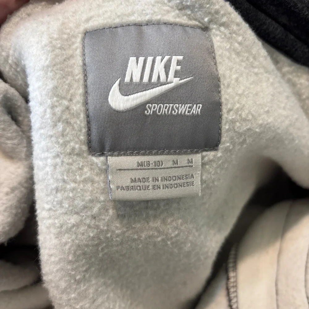 Nike Hoodie Youth Medium 8-10 Gray White Full Zip Y2K Vintage Striped Sportswear